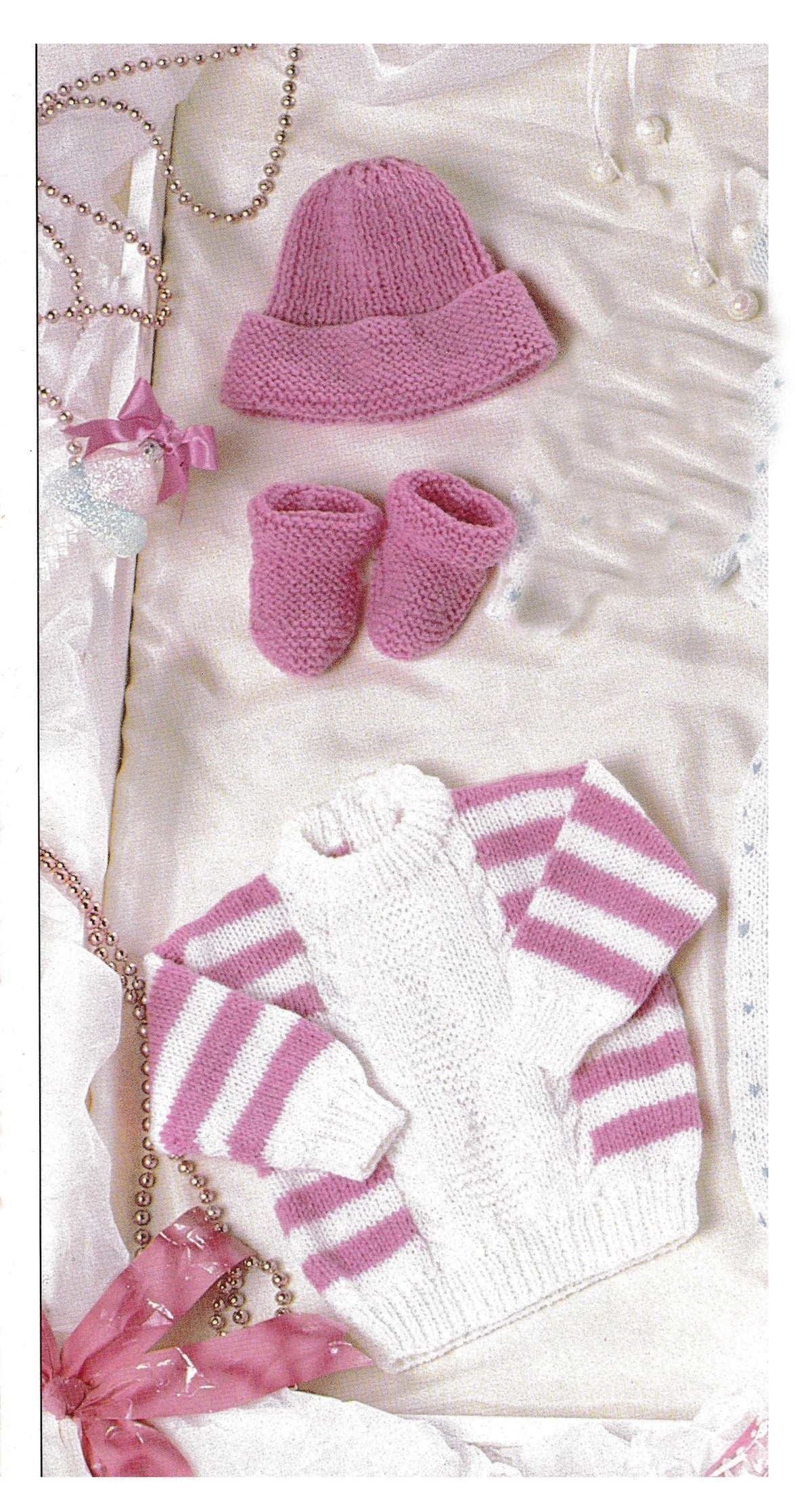 Baby stripe sweater & matching hat- shoes in DK 8 Ply -Knitting Pattern PDF Download pattern - Fits  18-24" see images for more information