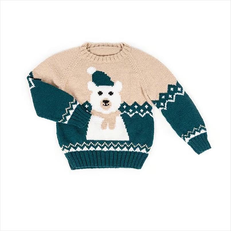 Peter Polar Bear Jumper, Vintage knitting pattern Great design Intarsia pattern, 4 - 12 yrs, DK/8 ply,  PDF download Christmas Knit