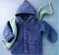 Beginners Easy Chunky Quick Knit Hooded Jacket Cardigan- Pockets & Scarf 22 - 26" (2 - 6 yrs) Knitting Pattern PDF Chunky ( Bulky, 12ply )