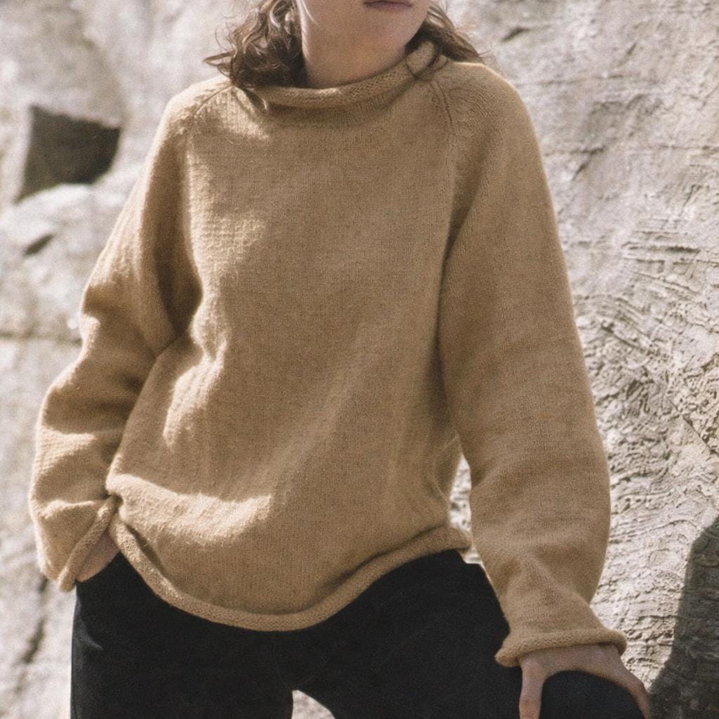 Easy Raglan Plain Knit  Sweater Jumper Roll Neck & Cuffs - 30" -44" loose fit Man's Woman's
