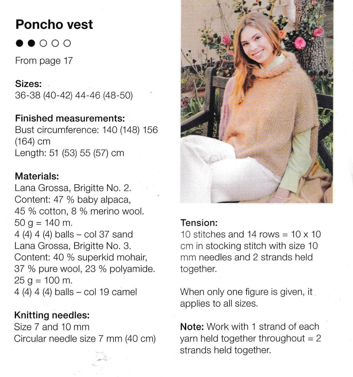 Womens Roll Neck Top drop Sleeve Sweater Poncho Vest Slipover 36"-50"Aran 10 Ply Wool Knitting Pattern PDF download
