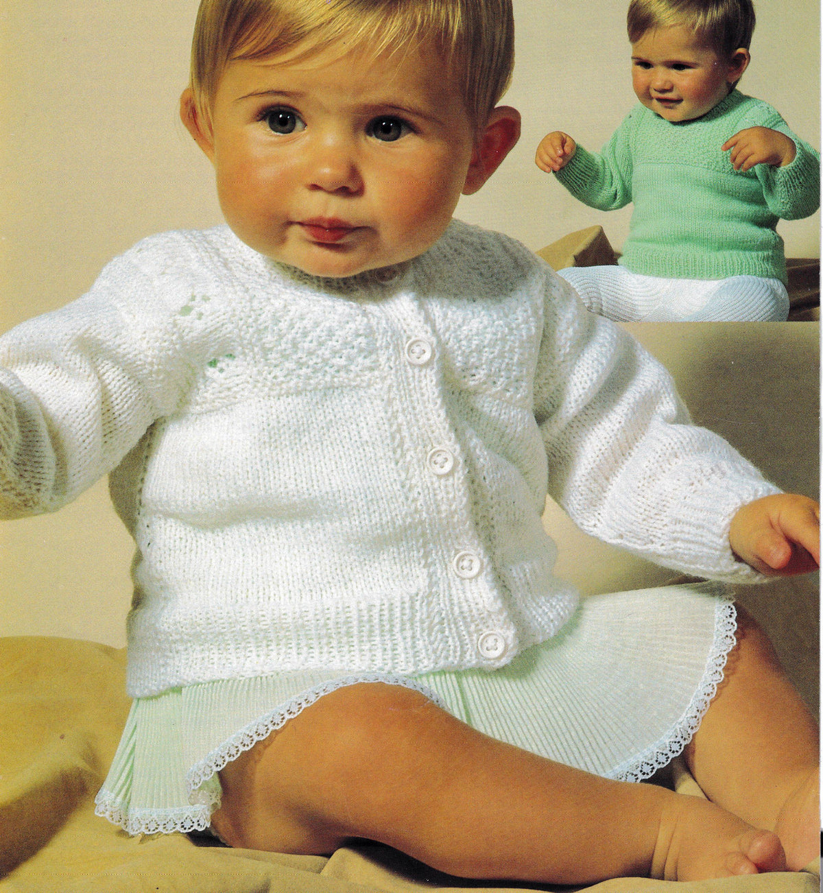 Baby Textured Cardigan & Sweater-Round neck -4 ply) 16 - 20"  Easy Knit  PDF Download Knitting pattern Beginner knits