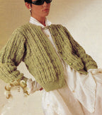 Ladies short Textured ribbed Jacket-Cardigan 32-42ins DK 8 Ply Light worsted