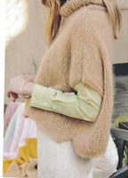 Womens Roll Neck Top drop Sleeve Sweater Poncho Vest Slipover 36"-50"Aran 10 Ply Wool Knitting Pattern PDF download