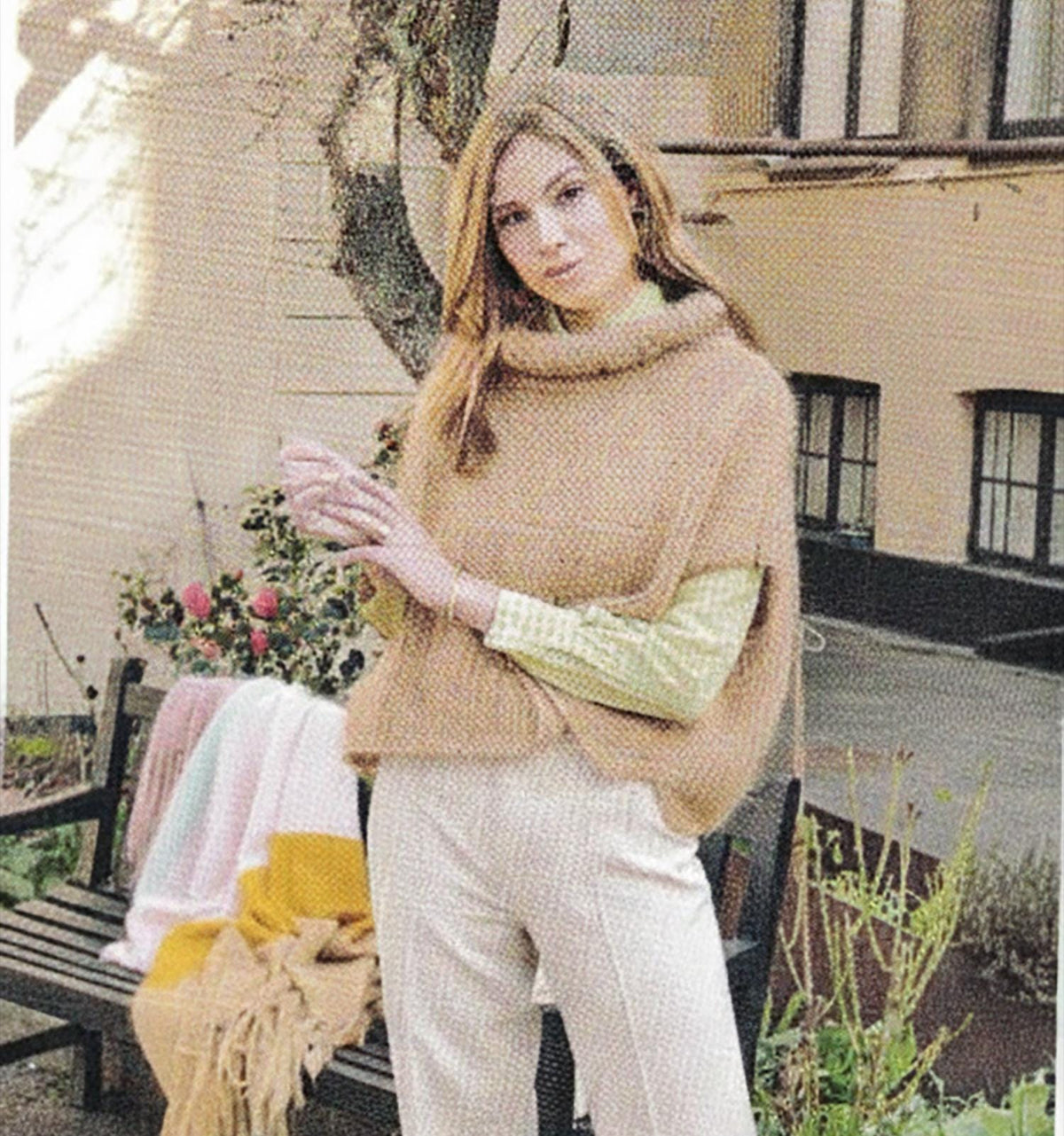 Womens Roll Neck Top drop Sleeve Sweater Poncho Vest Slipover 36"-50"Aran 10 Ply Wool Knitting Pattern PDF download
