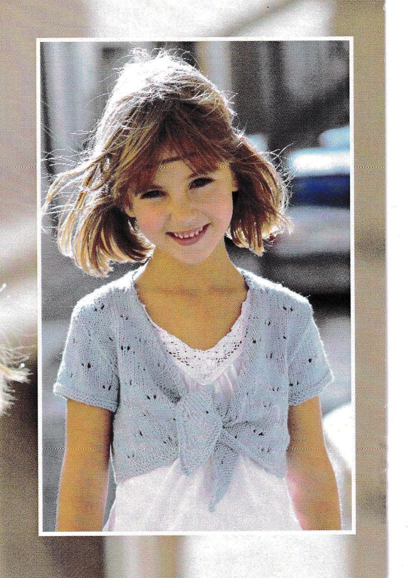 Girl's lacy Tie Front Cardigan Long/ Short sleeves, DK 8Ply Light worsted wool 22" - 32" ( 2 -13 yrs) Knitting Pattern