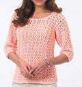 Textured Cotton Summer Sweater – Round Neck, Three Quarter Sleeve Jumper Crochet pattern