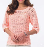 Textured Cotton Summer Sweater – Round Neck, Three Quarter Sleeve Jumper Crochet pattern