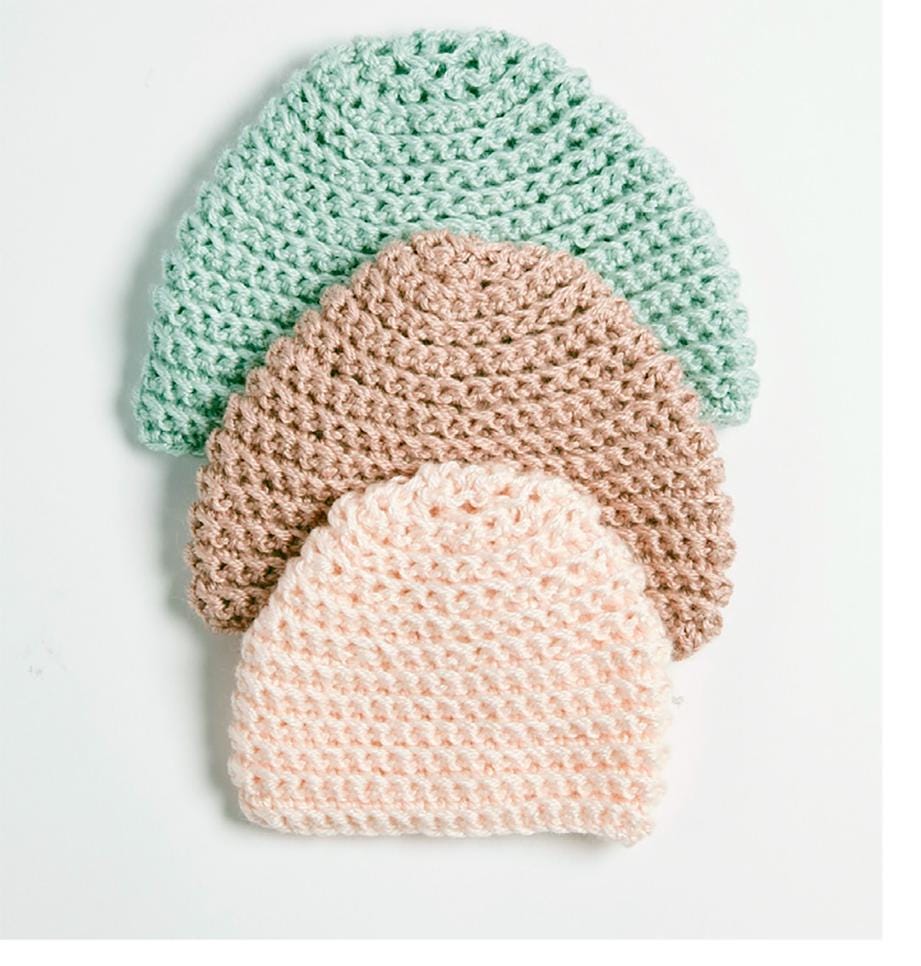 Easy Baby Crochet Hats 6 hats to crochet in 4 Ply Fingering sizes up from, 1- 6 Months, crochet pattern download PDF