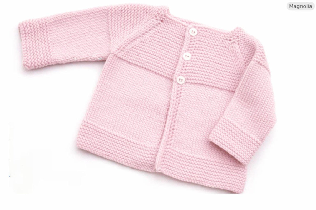 Baby Children’s Jacket Cardigan Garter Stitch Yoke Easy Stitches Newborn 0 -9 months ~ 3, 4 & DK 8 ply yarn pdf instant download
