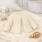 Baby Girl's Eyelet lacy  garter stitch edge cardigans Long short sleeves- fits 16 - 26" chest (0-7 years) Download PDF 4ply Fingering wool