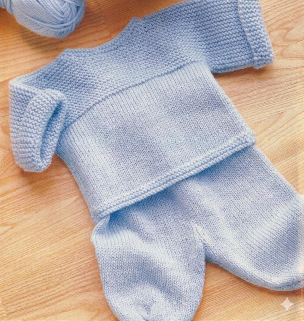 Popular Very Easy baby  Wrap around Jumper & Trousers DK ( 8PLY ) Yarn Fits from Birth up to 9 months