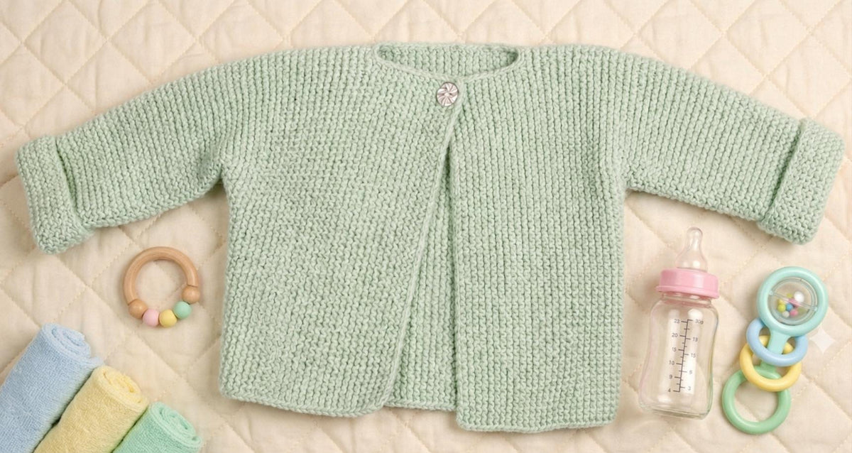 Easy Baby Cardigan Jacket Coat Top Matinee Boy Girl Garter Stitch Sideways