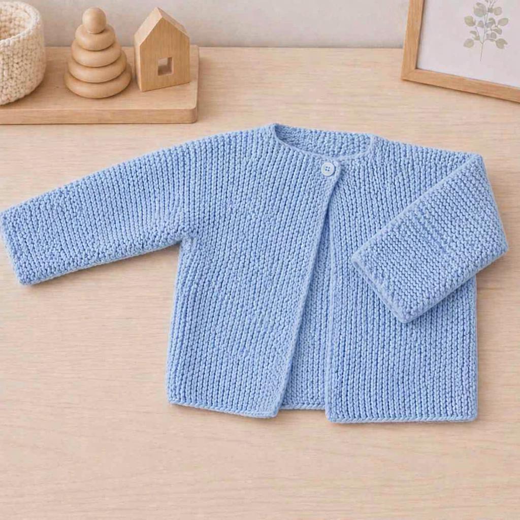 Beginner Baby Garter Stitch Cardigan -Seamless knitting- fits 35cm - 50 cm finished sizes ( 50 - 68 cm Knitting Pattern PDF Download