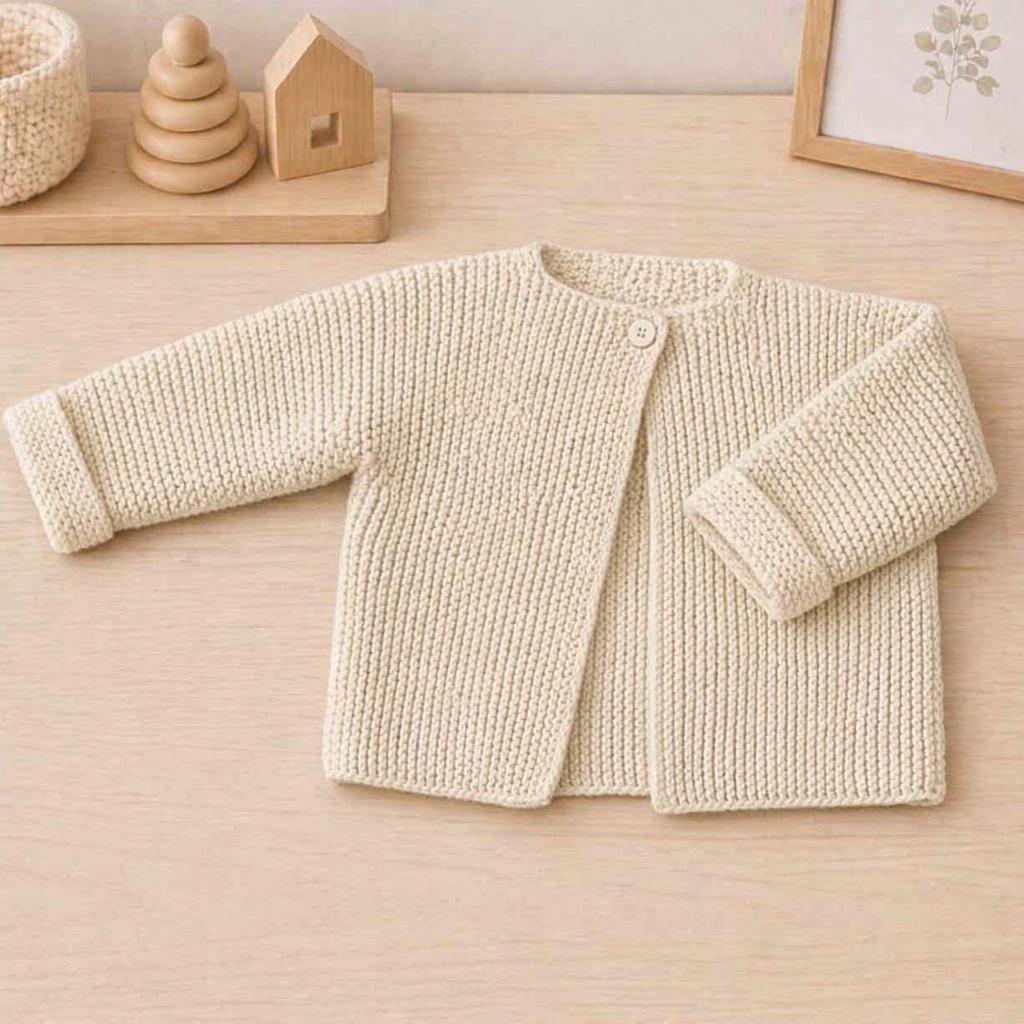 Easy Baby Cardigan Jacket Coat Top Matinee Boy Girl Garter Stitch Sideways