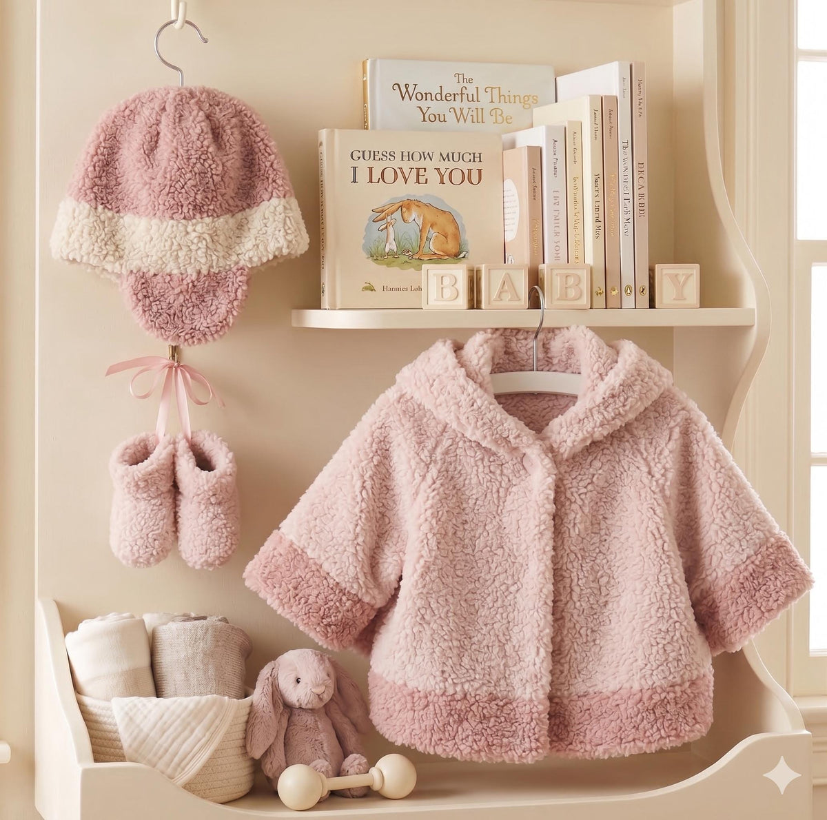 Childs- Toddlers Easy Hooded swing  Coat- Jacket- Matching Boots & Hat-  Boucle Aran 10 Ply - (3 mths-24 ) knitting pattern Download PDF