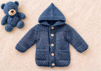 Baby Hooded Jacket Aran 10 Ply  Knit fits 3months- 24 Months- Knits up quick- Knitting pattern download PDF