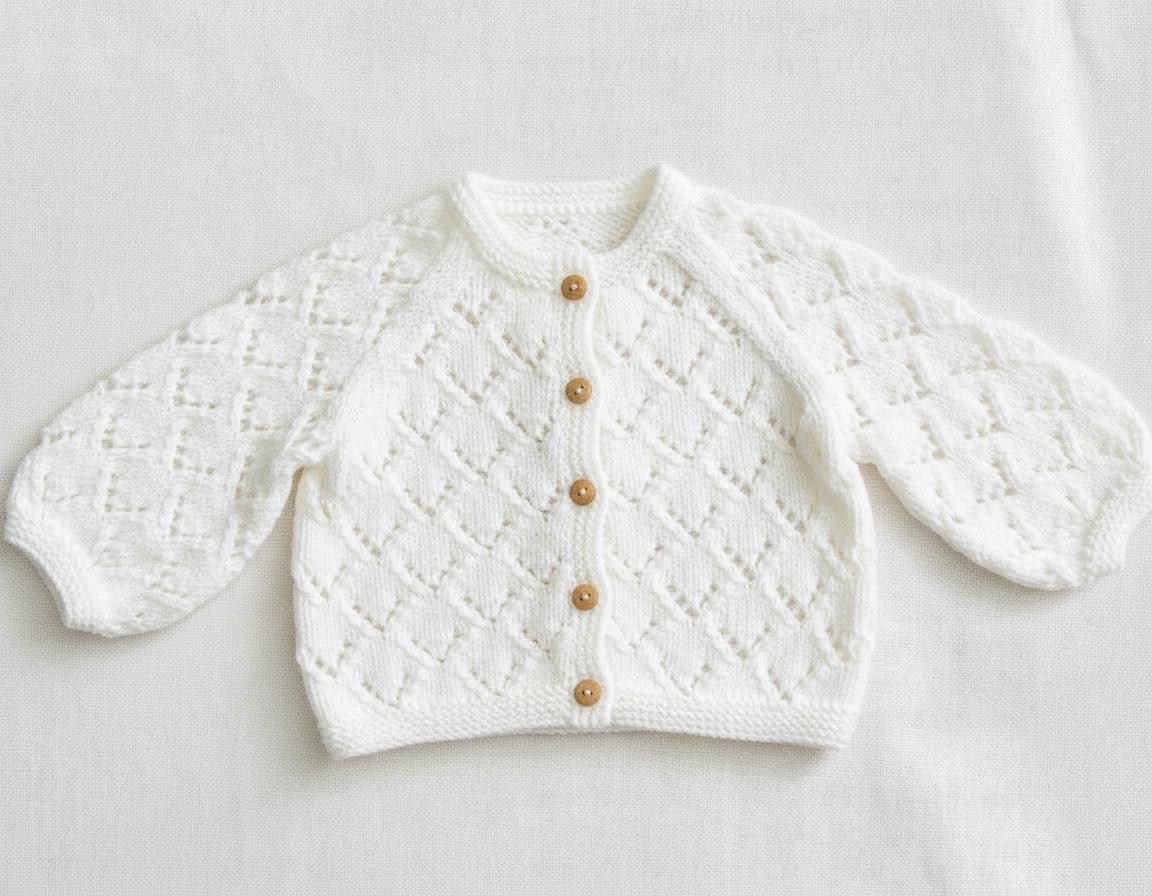 Baby Lace  Raglan Cardigan - One button fastening  Knitting Pattern -DK-8ply (Light Worsted yarn)  Download PDF -16-22"  Birth-3 years