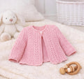 Baby Girl's Eyelet lacy  garter stitch edge cardigans Long short sleeves- fits 16 - 26" chest (0-7 years) Download PDF 4ply Fingering wool (Copy)