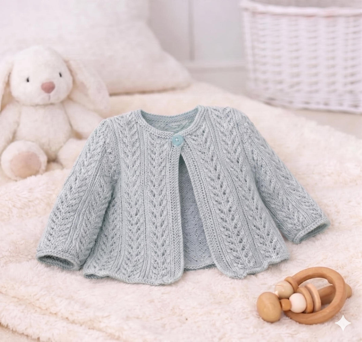 Baby Girl's Eyelet lacy  garter stitch edge cardigans Long short sleeves- fits 16 - 26" chest (0-7 years)