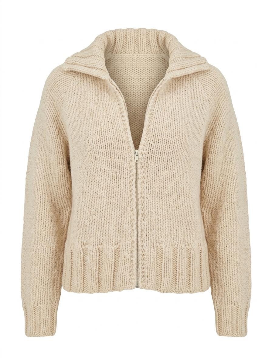 Woman's Girls Childs Zipped front Jacket with collar Very Easy quick Knit~ Chunky- Bulky 12 Ply  yarn 26-40" Knitting pattern -Download PDF
