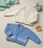 Baby Cardigan Knitting Pattern – V Neck, Round Neck, 4ply Wool (PDF Download)