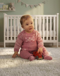Baby Toddler Dungarees with pocket & stripe jumper shoulder fastening, DK 8 Ply Light worsted wool Knitting Pattern