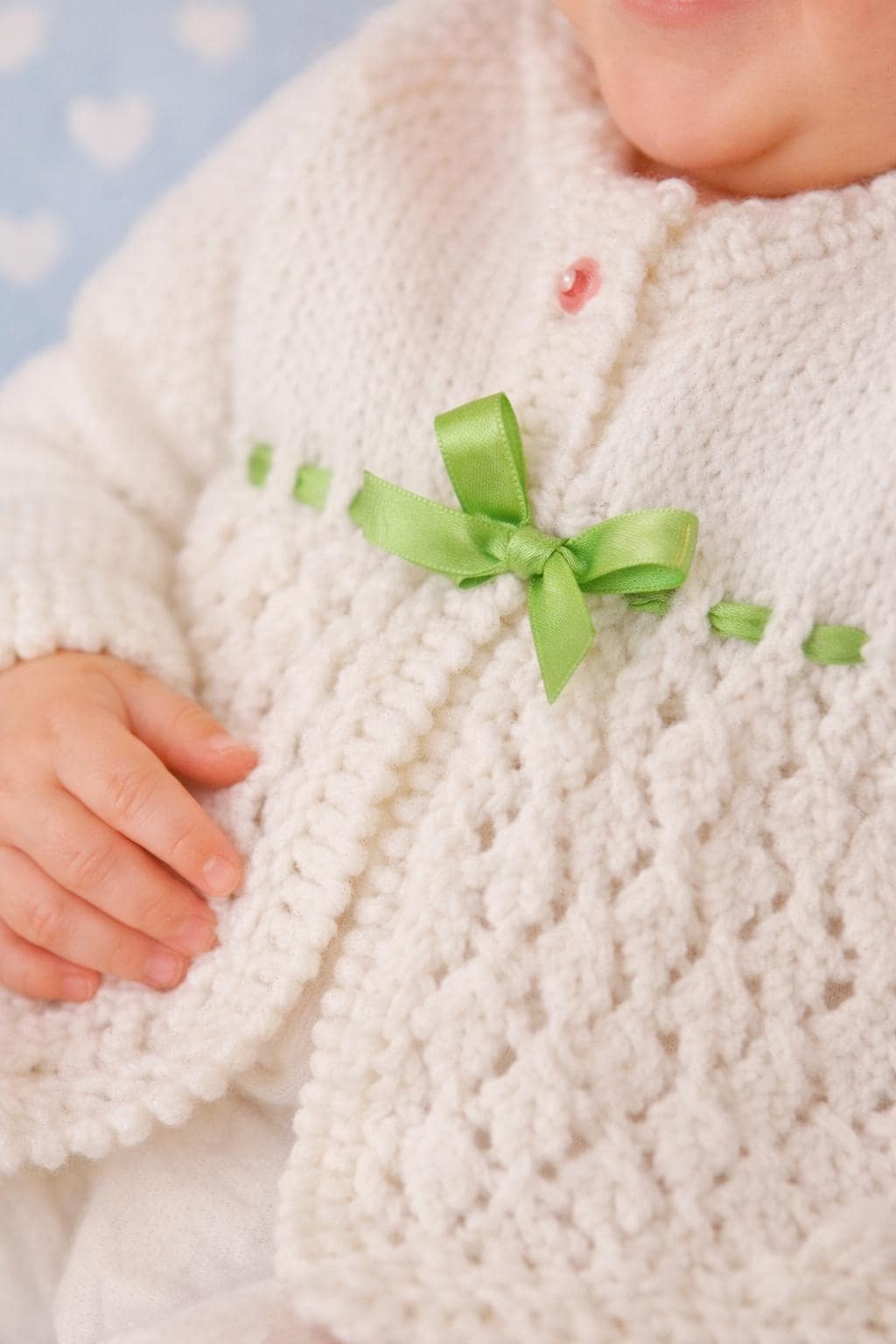 Baby Girl Lacy Matinee Jacket Picot Edging 46 - 48 cm chest  DK 8PLY Light worsted wool- Knitting pattern
