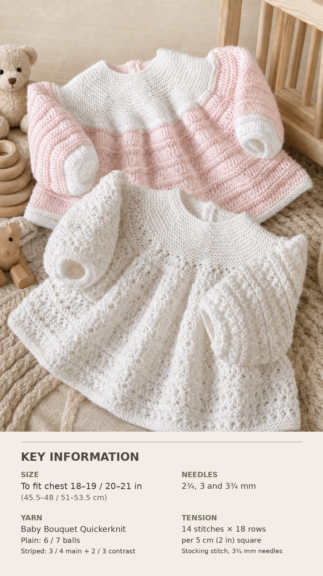 Vintage Baby Angel tops- Dresses 18-21 inch chest  in baby quick knit