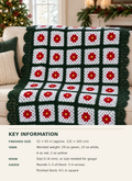 Poinsettia squares Victorian Christmas Afghan Crochet Pattern worsted weight wool measures 52 x65 when complete Download Crochet Pattern