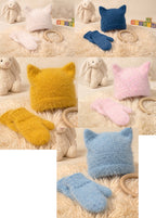 Baby Cat Ear Bonnet & Mittens Knitting Pattern PDF 4 Ply 6–12 Months