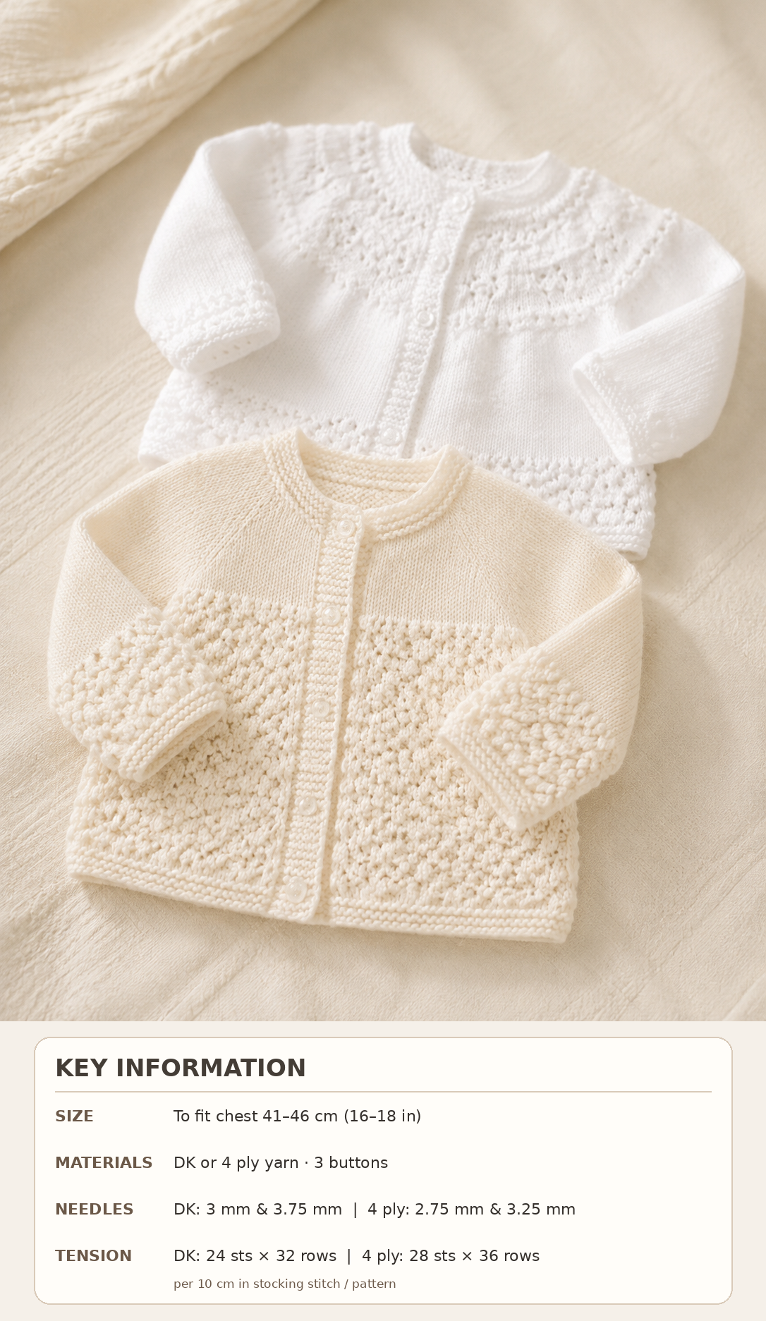 Vintage Baby Matinee Jackets DK styles in 4ply and in DK (PDF Download) 16-18 INCHES