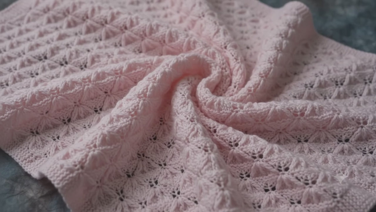 Baby Shawl Knitting Pattern PDF – Lace Baby Blanket – Intermediate – 69 x 89 cm –